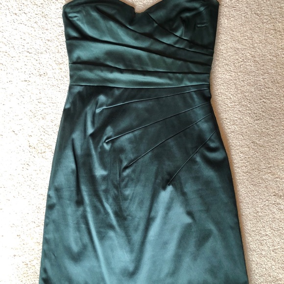 Mendocino Strapless Forest Green Satin Dress - Picture 3 of 3